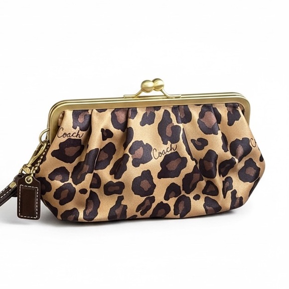 Coach Handbags - Coach Leopard Ocelot Satin Framed Kisslock